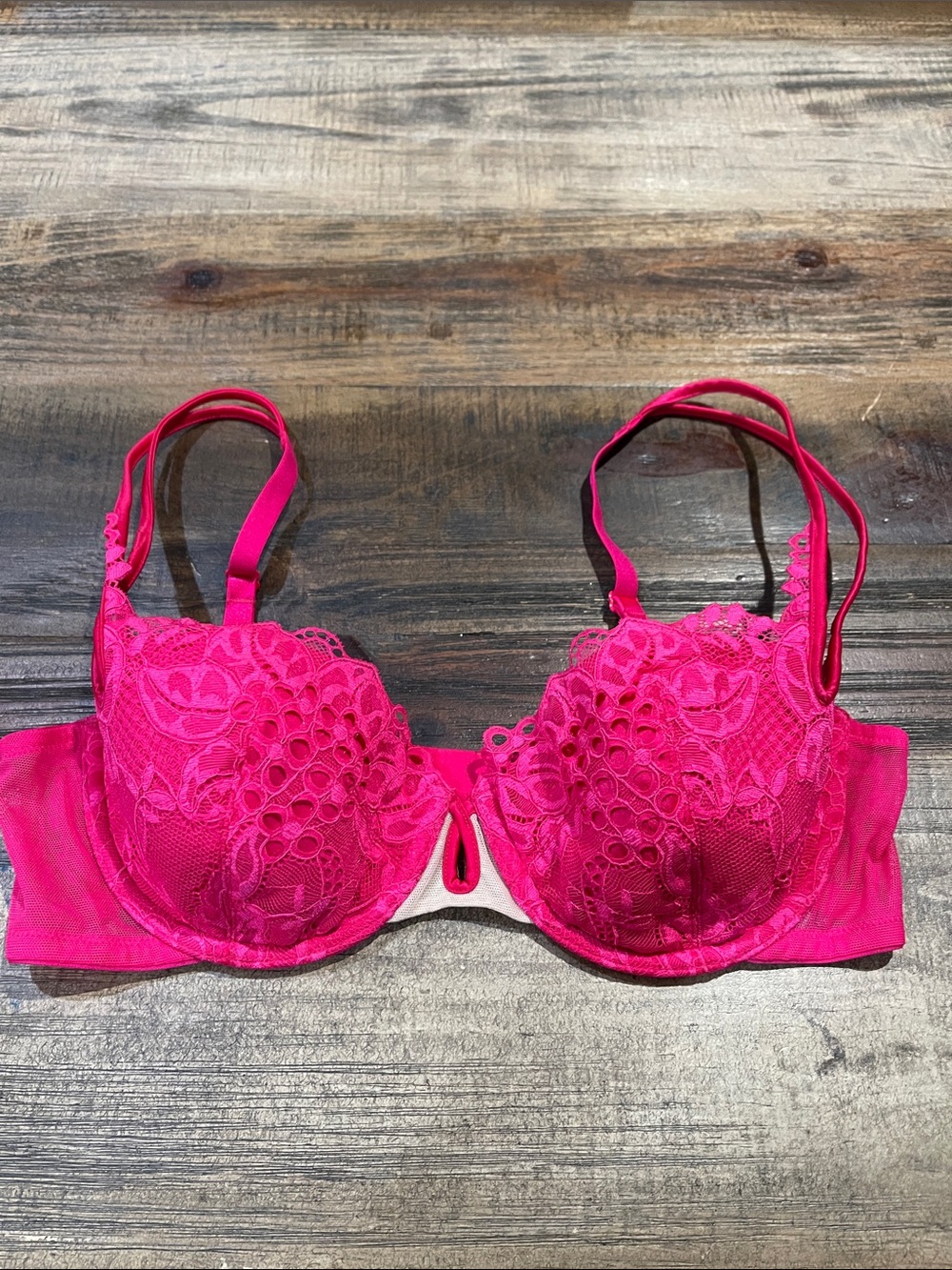 Victoria's Secret Hot Pink Lace Underwire Bra